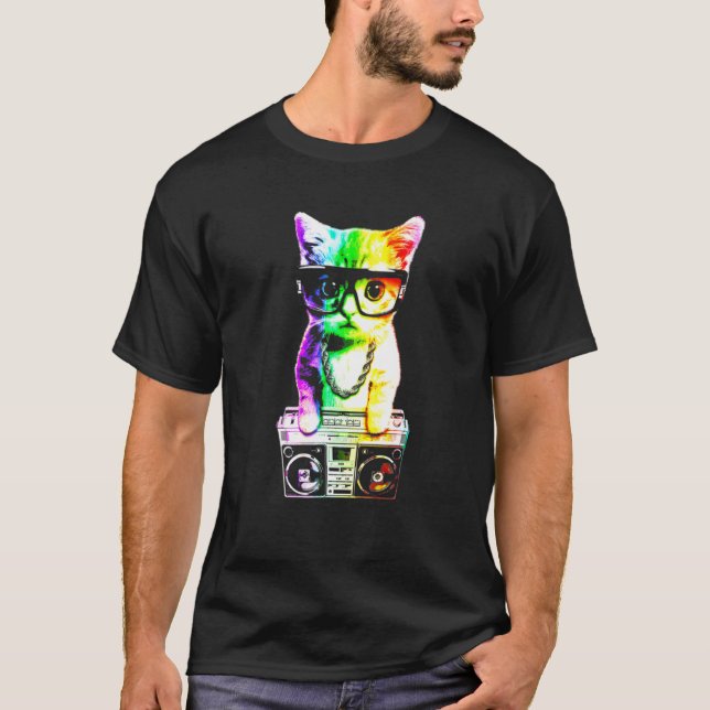 Hat Boombox Cat T-Shirt (Front)