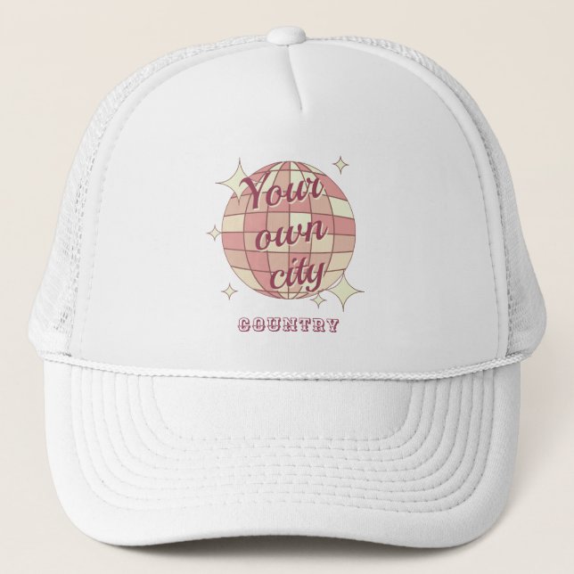 Hat cap city name home town customisable  (Front)