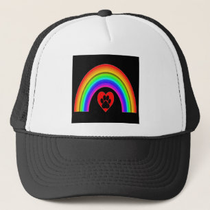 Hat Diamond Heart With Paw Under A Rainbow