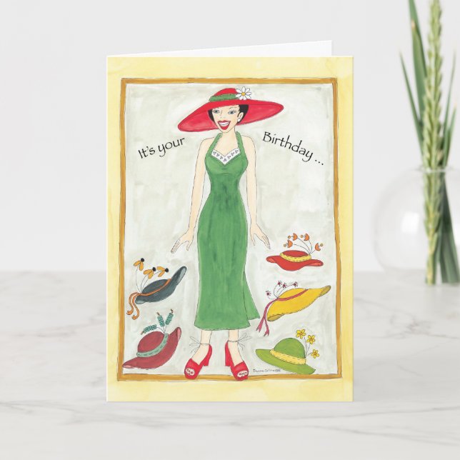 Hat Girl Birthday Card (Front)
