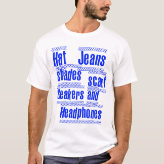 HAT JEANS SHADES SCARF SNEAKERS AND HEADPHONES