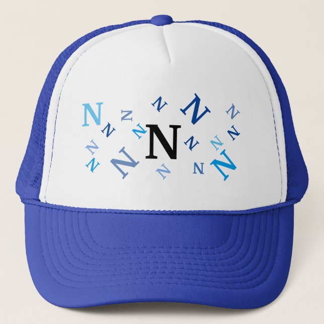 Hat - Jumbled Letters in Blues (Front)