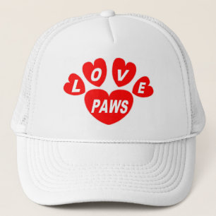 Hat Love Paws Hearts Red