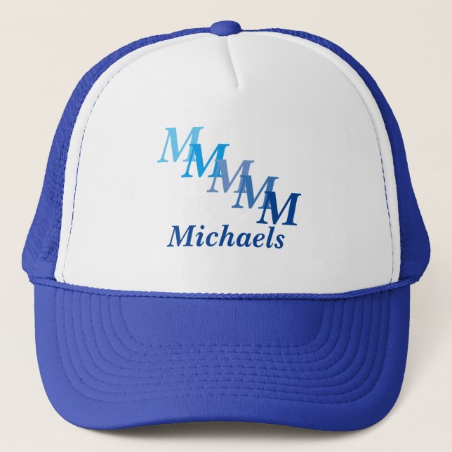 Hat - Name and Stepped Monogram (blues) (Front)