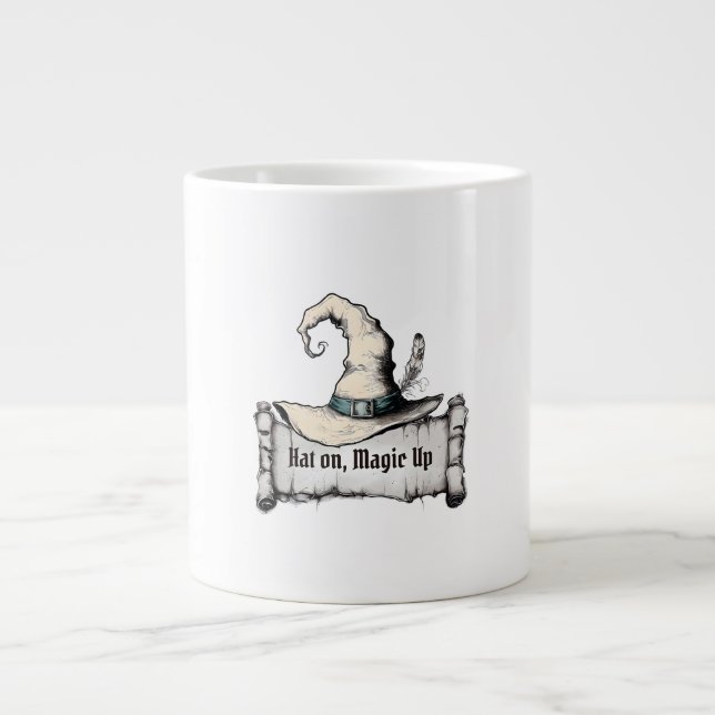 Hat on, Magic up Large Coffee Mug (Front)