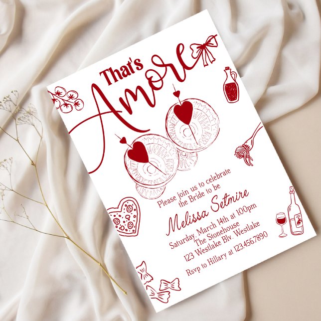 hat’s Amore Bridal Shower Invitation, Italian Them Invitation (Creator Uploaded)