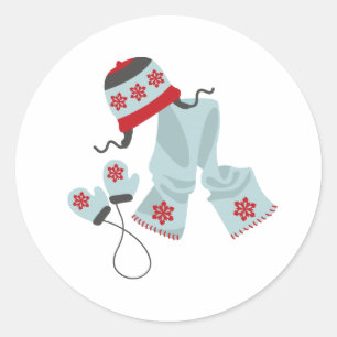 Hat Scarf & Mittens Classic Round Sticker