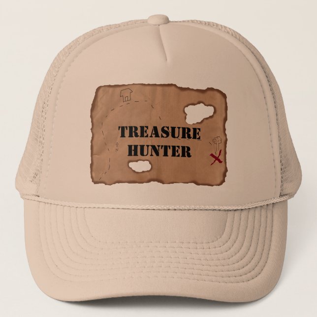 Hat: Treasure Hunter on an Old Map Trucker Hat (Front)