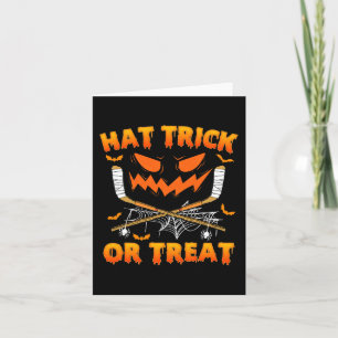 Hat Trick Or Treat Fun Ice Hockey Halloween Costum Card