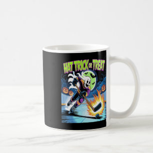 Hat Trick Or Treat Funny Ice Hockey Ghost Hallowee Coffee Mug