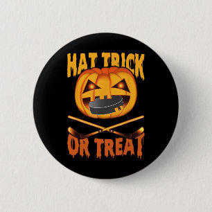 Hat Trick Or Treat Hockey Halloween  6 Cm Round Badge