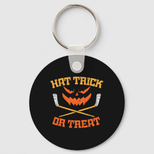 Hat Trick Or Treat Ice Hockey Halloween Boy Men Pl Key Ring