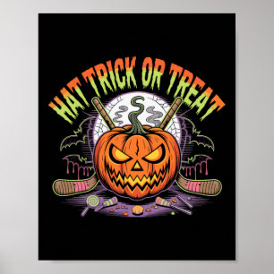 Hat Trick Or Treat Ice Hockey Halloween Fun _1 Poster