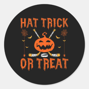 Hat Trick Or Treat Ice Hockey Halloween Player Coa Classic Round Sticker