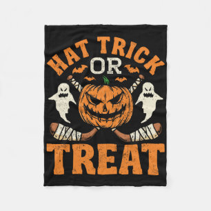 Hat Trick Or Treat Ice Hockey Player Halloween Cos Fleece Blanket