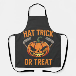 Hat Trick or Treat Spooky Halloween ice Hockey   Apron