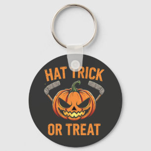 Hat Trick or Treat Spooky Halloween ice Hockey   Key Ring