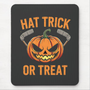 Hat Trick or Treat Spooky Halloween ice Hockey   Mouse Pad