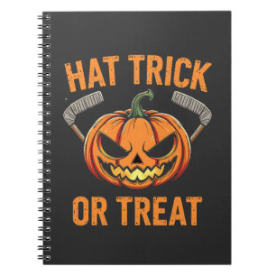 Hat Trick or Treat Spooky Halloween ice Hockey   Notebook