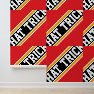 HAT TRICK Tiled Bright Red Orange Black Stripes Wallpaper