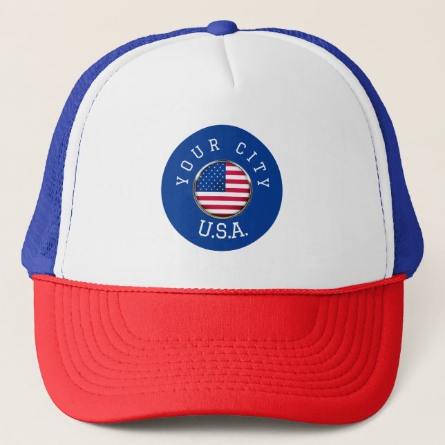 Hat - USA Personalised - Add your City Name (Front)