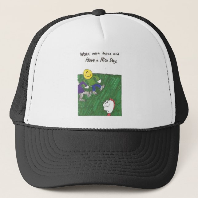 Hat with animated funny church sayings (Front)