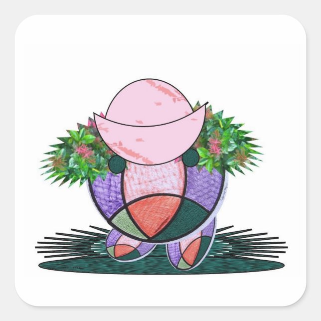 Hat with wild flower hair. square sticker (Front)