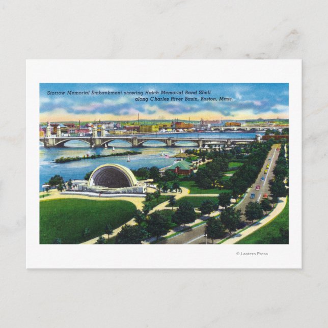 Hatch Memorial Band Shell, Charles River Postcard (Front)