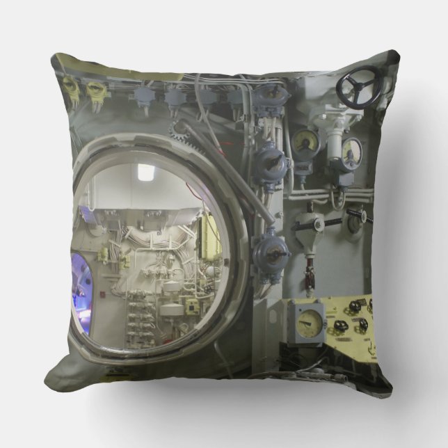 hatch on an old retro submarine cushion (Front)