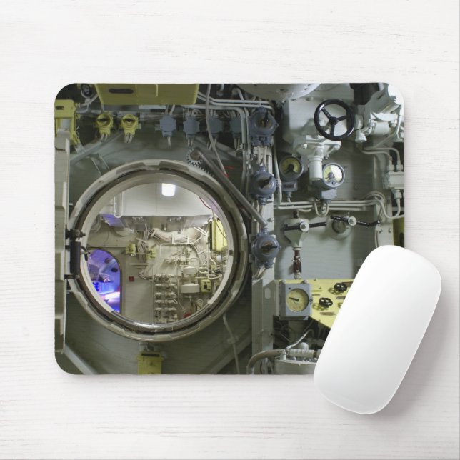 hatch on an old retro submarine mouse pad (With Mouse)