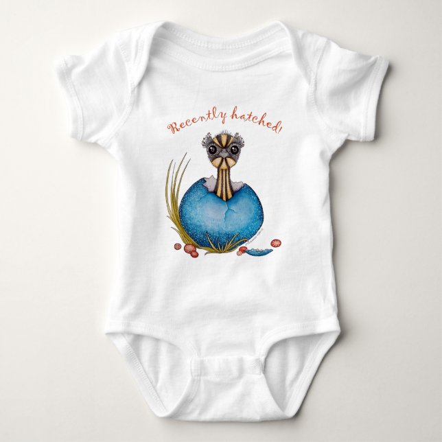 'Hatch' the baby emu baby apparel Bodysuit (Front)