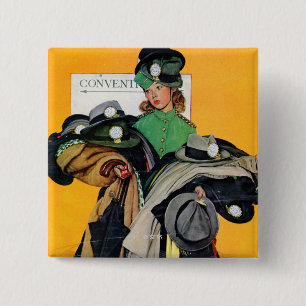 Hatcheck Girl 15 Cm Square Badge