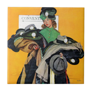 Hatcheck Girl Ceramic Tile