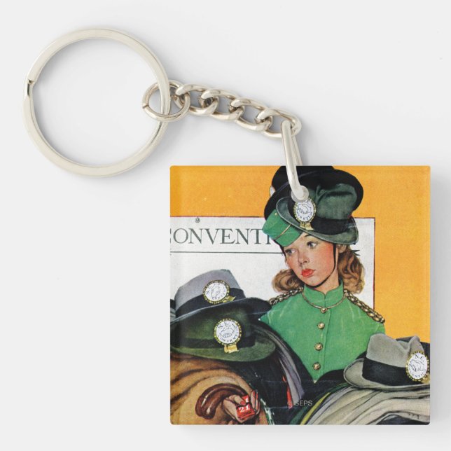Hatcheck Girl Key Ring (Front)