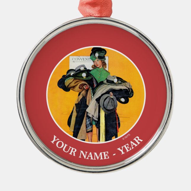 Hatcheck Girl Metal Tree Decoration (Front)