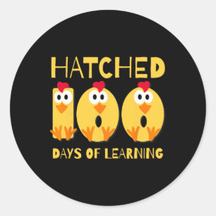 Hatched 100 Days Of Learning Cute Chicken 100 Days Classic Round Sticker
