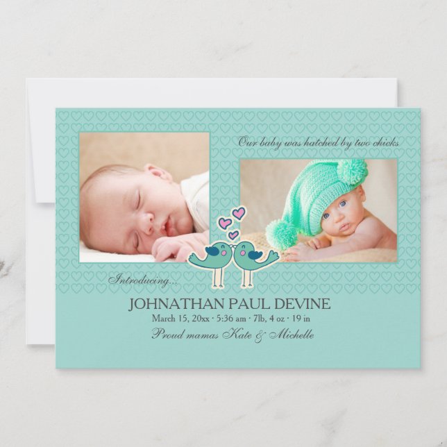 Hatched By Two Chicks Tl Photo Birth Announcement (Front)