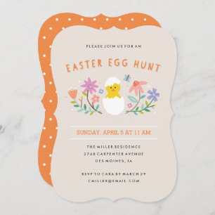 Hatched Easter Egg Hunt Invitation - Beige