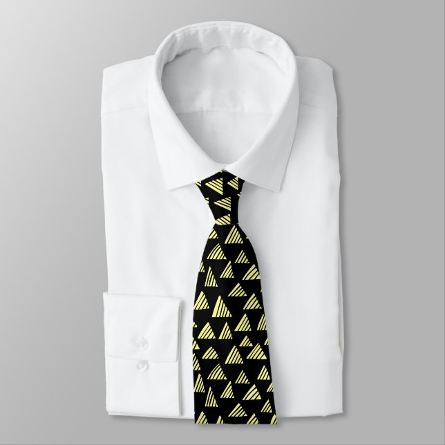 Hatched Triangles 250319 - Chalk Yellow on Black Tie (Tied)
