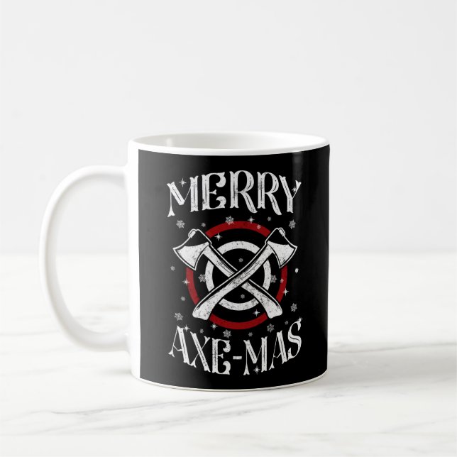Hatchet Axe Throwing Lumberjack Logger Merry Coffee Mug (Left)