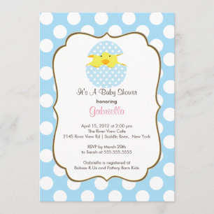 Hatching Chick Boy Baby Shower Invitation