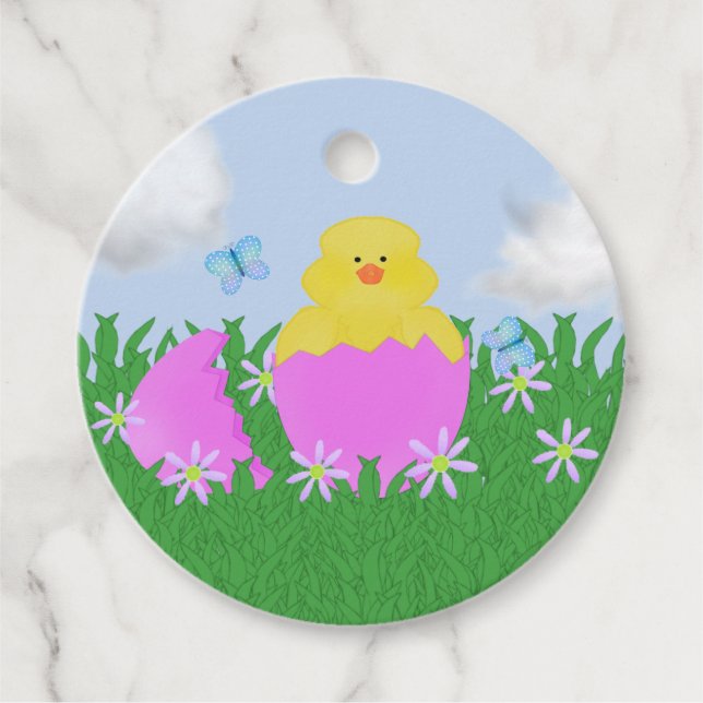 Hatching Chick Personalised Favour Tags (Front)