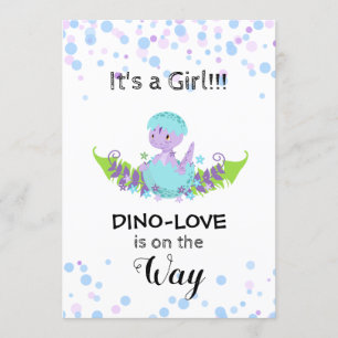 *~* Hatching Dinosaur Baby Girl Shower Invitation