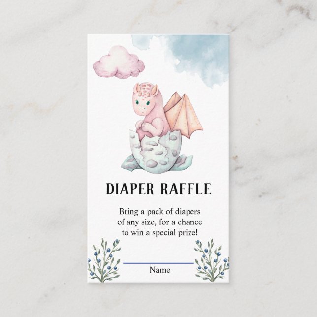 Hatching Dragon Baby Shower Diaper Raffle   Enclosure Card (Front)