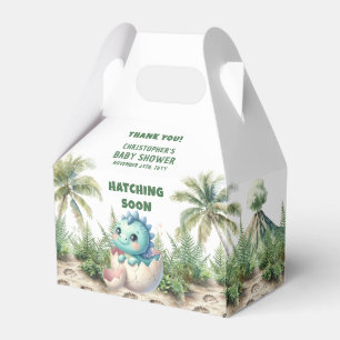 Hatching Soon Baby Boy Dinosaur Party Favour Box