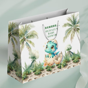 Hatching Soon Baby Shower Gift Bag Dino Theme