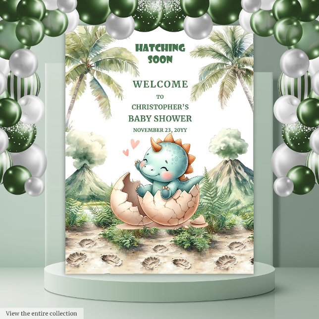 Hatching Soon Baby Shower Party Backdrop Dinosaur Tapestry (Hatching Soon Baby Shower Party Backdrop Dinosaur)