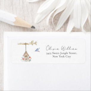 Hatching Soon Bird Nest Baby Shower Return Address Label