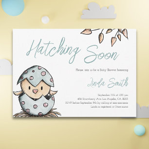 Hatching Soon Bird Watercolor Baby Shower Invitation