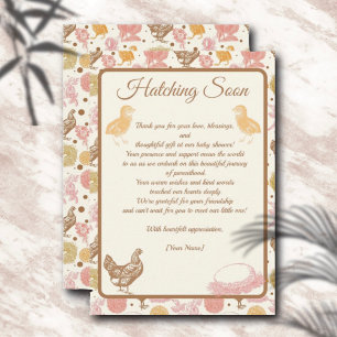 Hatching Soon Chicken Baby Girl Shower Thank You Card